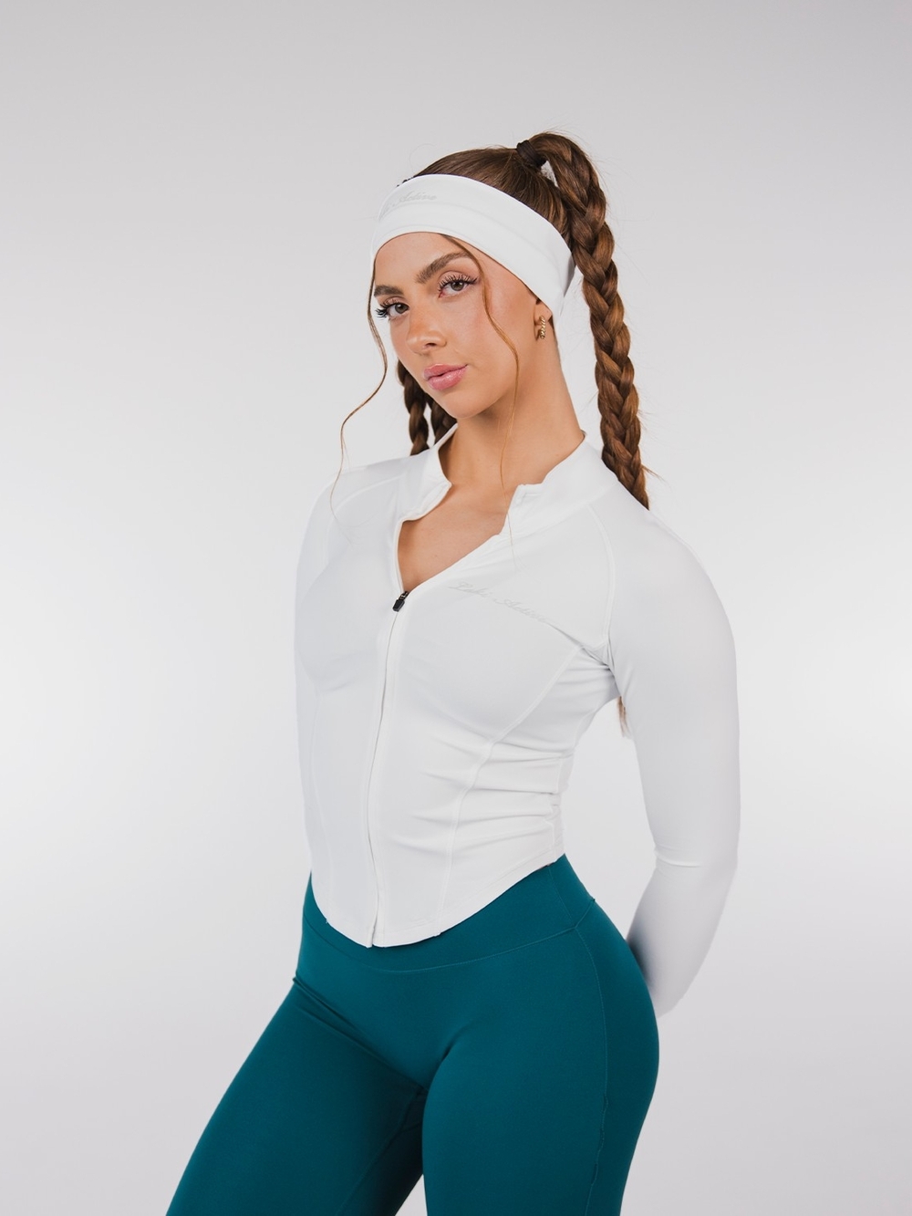 Women’s White Zip-Front Athletic Top